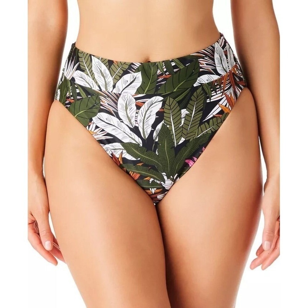 Bar III Tropical Print High Waist Bikini Bottom - Size XL